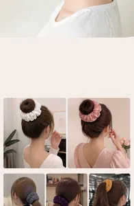 Detailed showcase of solid color chiffon scrunchies in various hair styling scenarios