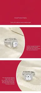 Detailed view of luxury cushion-cut moissanite halo ring set in S925 sterling silver