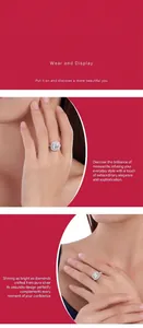 Close-up of a luxurious S925 sterling silver halo ring with moissanite on a finger