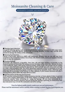 Guide détaillé d'instructions de nettoyage et d'entretien des bijoux en moissanite.