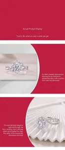 Detailed view of moissanite ring showing sparkling brilliance and S925 stamp