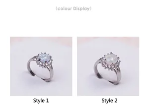 Detailed view of 316L stainless steel opal sunflower ring in two color options