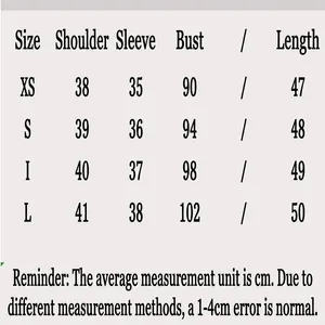 Comprehensive size chart for women's blazer with measurements in cm for XS to L sizes.