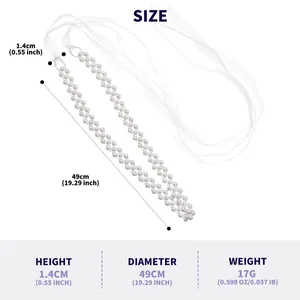 Vue détaillée du bandeau de mariée en perles montrant 49 cm de long et 1,4 cm de large