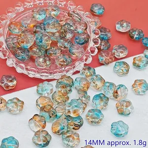 Detailed close-up view of 14mm gradient glass cat paw beads for DIY jewelry making craft