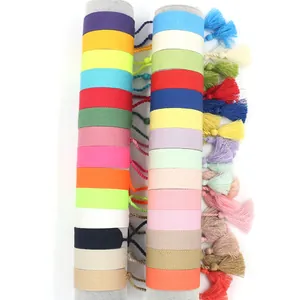 Bohemian Solid Color Braided Tassel Friendship Bracelet For Women Men DIY Embroidery Blank Polyester Fabric Wristband Adjustable Ethnic Jewelry