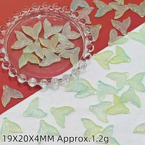 Détail de perles de queue de sirène irisées pour bijoux DIY, 19x20x4mm