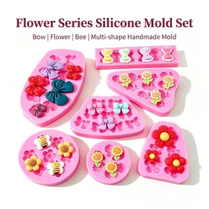 Sunflower Bee Bowknot Flower Silicone Mold For Baking Cake Decoration DIY Aromatherapy Plaster Craft
