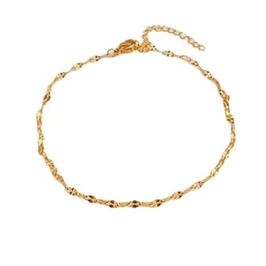 Elegant 18k gold plated titanium steel lip chain anklet for women with adjustable length
