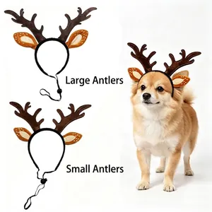 Christmas reindeer antler headband for dogs in two sizes for festive pet costumes