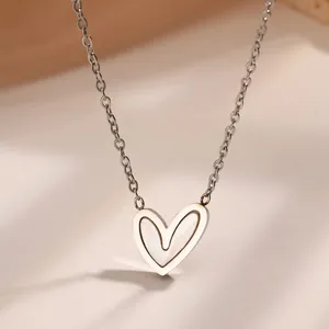 Minimalist silver heart necklace crafted from 18k gold plated stainless steel alloy