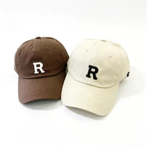 Gorra de Béisbol Con Letra R Bordada 3D Para Hombre Mujer Sarga de Algodón Ala Curva Protección Solar Outdoor Streetwear Ajustable