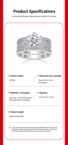 Gedetailleerde productspecificaties voor Moissaniet ringenset in 925 sterling zilver
