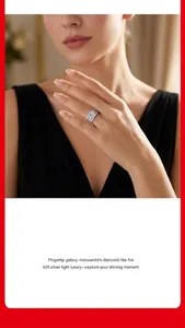 Gedetailleerd overzicht van luxe 925 zilveren moissanite stapelringen om een vinger