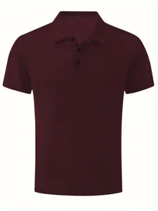 Close-up detail of a men's burgundy ice silk mesh polo shirt with classic shirt collar