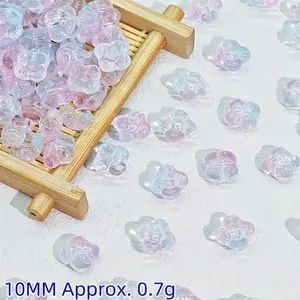 Detail showing 10mm translucent flower-shaped beads for DIY hair ornament crafting