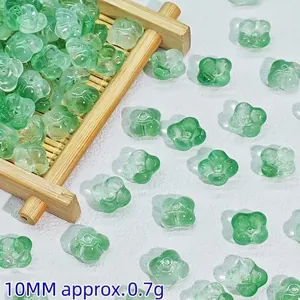 Translucent green 10mm glass flower beads for DIY ancient style hair stick making