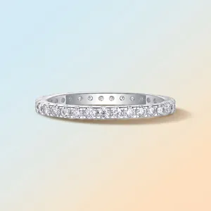 Exquisite s925 silver eternity ring featuring a full circle of brilliant moissanite stones