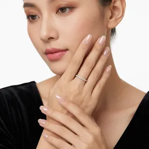 Elegant moissanite full diamond S925 sterling silver ring for women model showcase