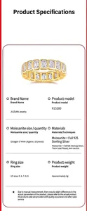 Specifications of 925 sterling silver moissanite ring with gold plating for women