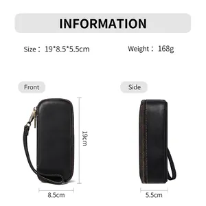 Detailed dimensions and weight of the portable leather smoking pipe travel case.