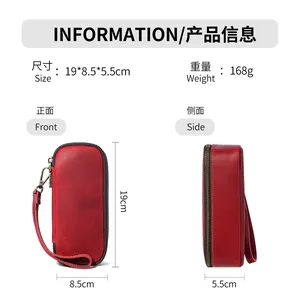 Detailed technical specifications for vintage red leather tobacco pipe travel storage bag