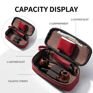 Internal compartments and capacity of the leather tobacco pipe travel case