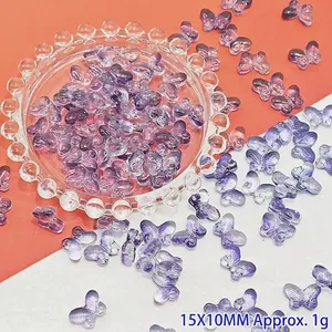 Close-up of gradient purple butterfly glass beads for DIY jewelry making accessories