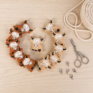 Cuentas de Silicona de Vaca de las Tierras Altas para Collar de Dentición de Bebé Bricolaje Accesorios de Cadena de Chupete