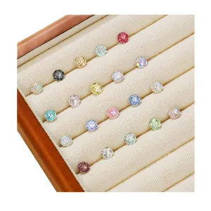 Collection of 8mm rose-cut crystal stud earrings in various sparkling colors