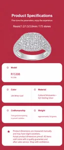 S925 sterling silver iced-out moissanite ring product specifications and detail view.