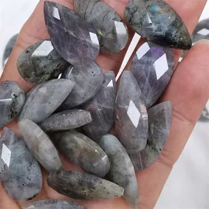 Close-up of faceted waterdrop labradorite pendants for jewelry making
