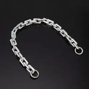 Hochwertige silberne dicke Gliederkette aus Metall mit runden Verschlüssen für Handtaschen