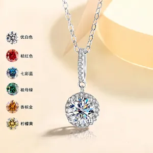 Collana con Ciondolo Moissanite a Fiocco di Neve Halo Tondo in Argento Sterling S925 per Donna Gioielli Eleganti Con Certificato GRA