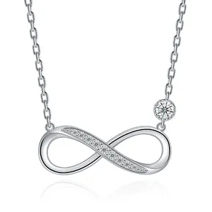 925 Sterling Silber Unendlichkeitssymbol Halskette mit eleganten Moissanit-Akzenten Damen
