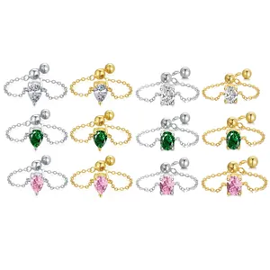 Diverse collection of elegant chain rings with colorful teardrop and oval gemstones
