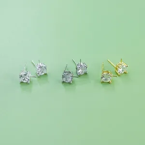925 Argent Sterling Zirconia DIY Accessoires de Bijoux Style Princesse Support de Boucle d'Oreille Base Pendentif Chaîne Box