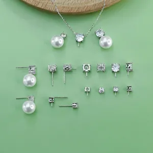 Composants de bijoux DIY en argent 925 avec supports de boucles d'oreilles et perles