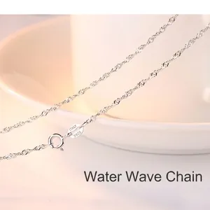 Elegant S925 sterling silver water wave chain necklace for women, minimalist fine silver chain