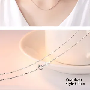 Elegant 925 sterling silver yuanbao link chain necklace for women, minimalist style