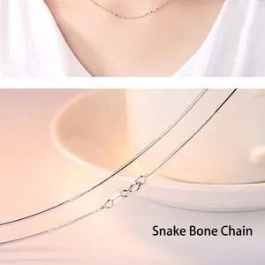 Elegant 925 sterling silver snake bone chain necklace for women minimalist jewelry