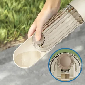 Portable leak-proof dog water bottle dispenser for outdoor travel and walking with button
