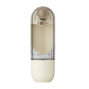 Portable minimalist beige dog travel water bottle with leak-proof dispenser design