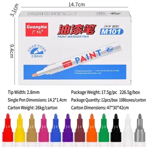 Detailed specifications and color range for waterproof oil-based paint marker pens