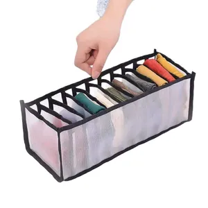 Mesh 11-compartment storage organizer for socks and underwear in white and black