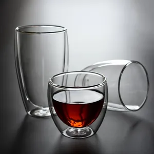 Double Wall Glass Coffee Cup High Borosilicate Heat Resistant Transparent Insulated Milk Tea Juice Mug Hand Blown Glassware Kitchen
