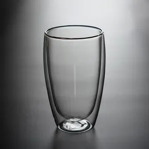Minimalist double-walled insulated borosilicate glass cup for hot and cold drinks