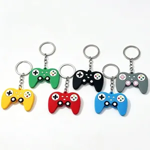Group of creative colorful PVC soft rubber game controller keychains for backpack charms