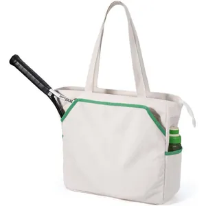 Large Quilted Tennis Tote Bag With Shoe Compartment Multi Functional Pickleball Bag For Men Women Sports Gym Travel Handbag