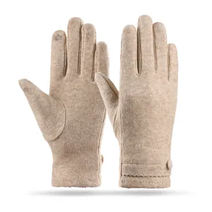 Beige winterwerkhandschoenen voor heren en dames, touchscreen-vriendelijk en warm gevoerd